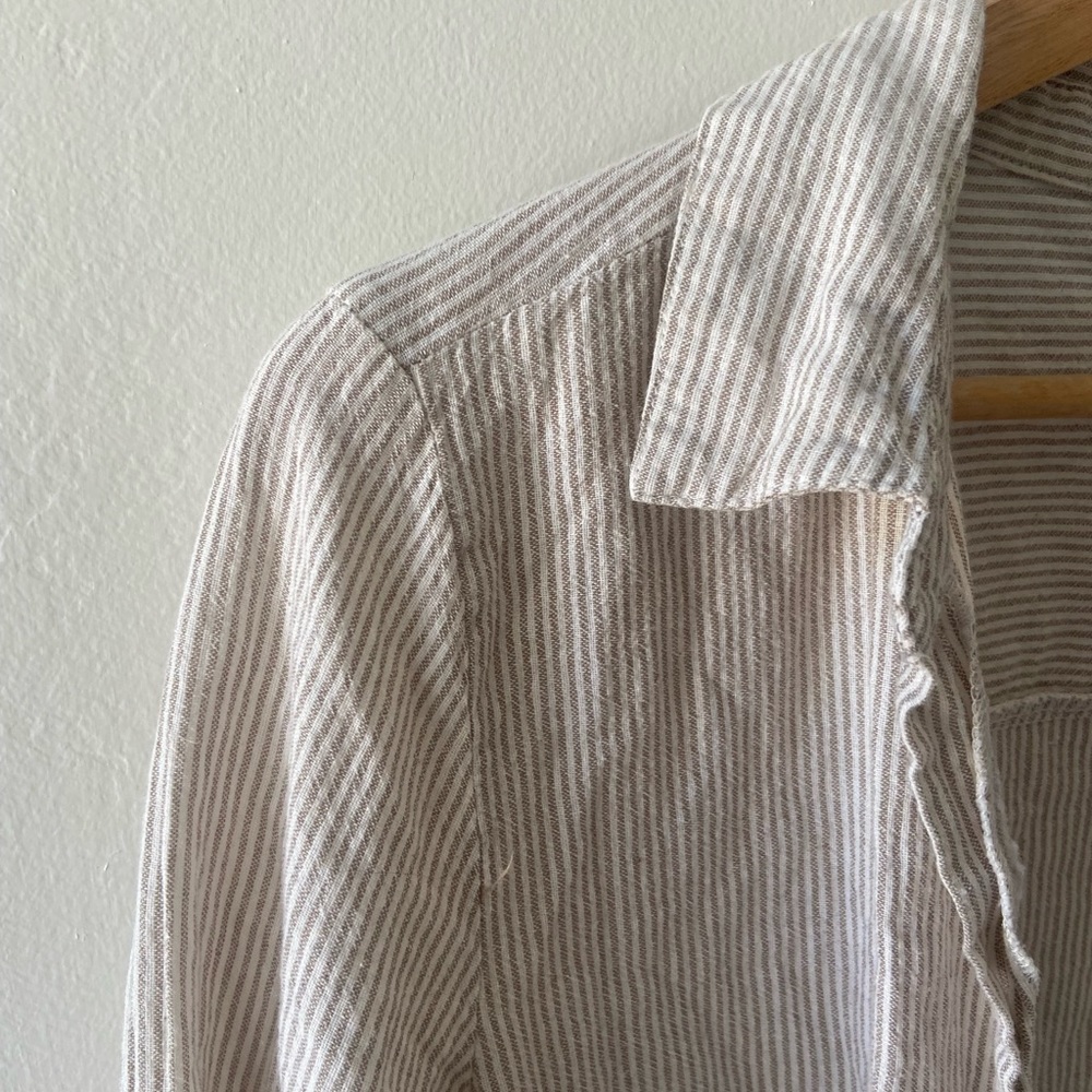 STRIPED LINEN BLOUSE - Picture 6 of 8